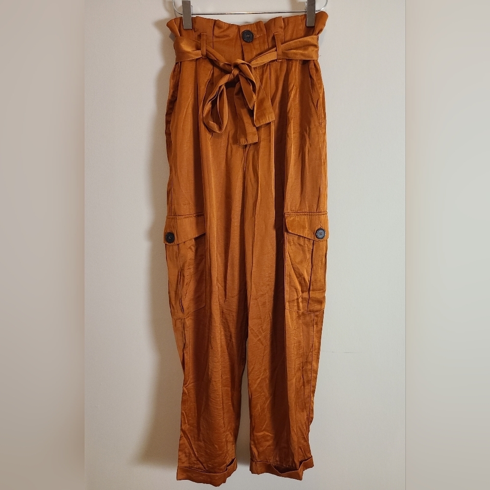 Anthropologie satin cargo pants